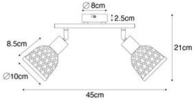 Ориенталски прожектор черен с бамбук 2-светлина - Rayan