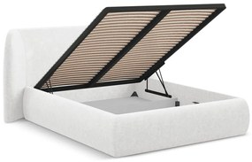 Бяло двойно тапицирано легло с място за съхранение и включена подматрачна рамка 180x200 cm Hauke – Makamii