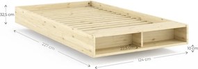 Единично легло 120x200 cm от масивен бор без табла с включена подматрачна рамка в естествен цвят Merge – Karup