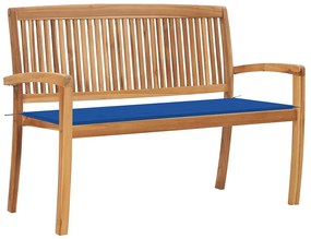 3063289 vidaXL Стифираща градинска пейка с възглавница, 128,5 см, тик масив