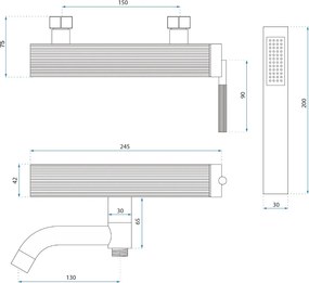 Смесител за вана Rea Argon Brush Copper