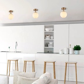 Осветително тяло за таван със стъклен абажур в бял и бронзов цвят ø 15 cm Atmaca – Opviq lights