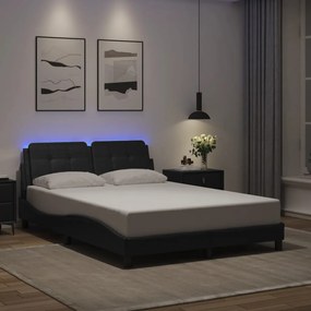 3214096 vidaXL Рамка за легло с LED без матрак Zadar черна 120x200см