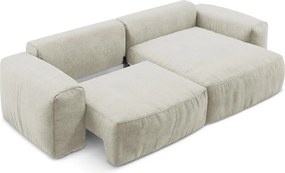 Бежов шенилов сгъваем ъглов диван (десен ъгъл) Kuki – Makamii