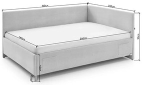 Синьо тапицирано ъглово детско легло 140x200 cm с място за съхранение с включена подматрачна рамка Cool – Meise Möbel