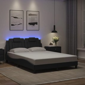 3214015 vidaXL Рамка за легло Viana с LED без матрак черна 140x190 см