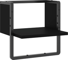 836278 vidaXL Стенен рафт с шина, черен, 30x25x30 см