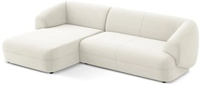 Бял кадифен ъглов диван (ляв ъгъл) Moana – Makamii