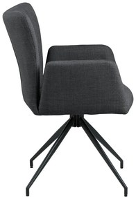 Тъмносиви тапицирани трапезни столове в комплект с подлакътници 2 бр. Laura – Actona