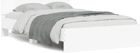 3207623 vidaXL Рамка за легло с горна табла и LED, бяла, 140x190 см