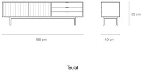 Сива/естествена маса за телевизор от декор от дъб 180x52 cm Sierra – Teulat