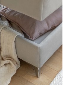 Сив кадифен разтегателен ъглов диван с място за съхранение (ляв ъгъл L форма) Laurence – ELTAP