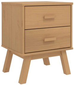 358582 vidaXL Нощно шкафче OLDEN, кафяво, борово дърво масив