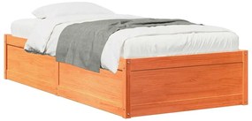 846833 vidaXL Рамка за легло без матрак, восъчнокафяво, 90x200 см, бор масив