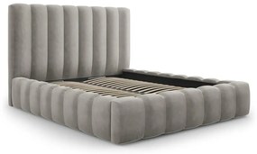 Светлосиво тапицирано двойно легло с място за съхранение 180x200 cm Kelp - Micadoni Home