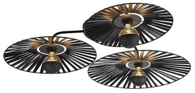 Ръстичен таванен аплик черен 3-светлина - Leia