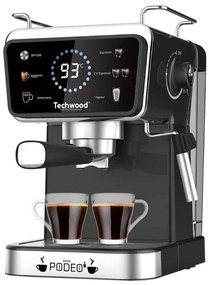 Разопакован: Еспресо машина Techwood TCA-1386EXN, 1350W, 20 bar, 1.5 л, 5 функции, Touch screen, Дюза за пара, Черен/Инокс