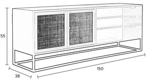 Черна ратанова маса за телевизор 38x55 cm Guuji - White Label