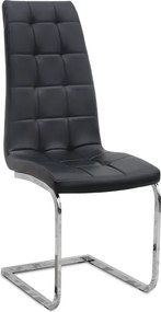 трапезен стол Vela PU Leather в черен цвят с хромирана основа 41x61x107см.
