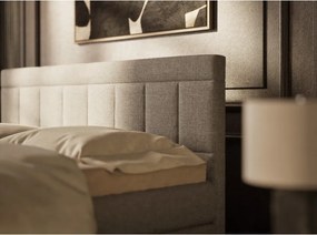 Сиво боксспринг легло 180x200 cm с място за съхранение Caya – Maison de Rêve