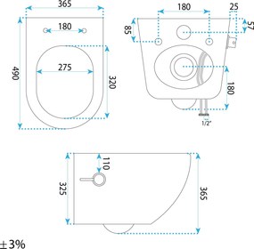 тоалетна чиния REA Carlo Lux Rimless с функция биде