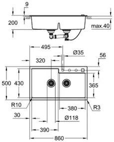 Мивка K500 Grohe -Антрацит-черен