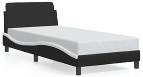 373103 vidaXL Рамка за легло с табла, черна, бяла, 90x190 см изкуствена кожа