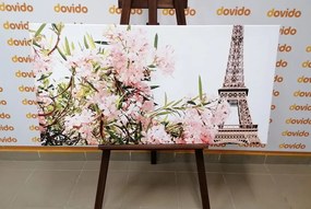 Картина на платно – Айфеловата кула и розови цветя