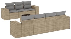 3254666 vidaXL Градински диван с възглавници, 8 части, бежов полиратан