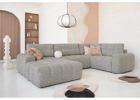 Светлокафяв разтегателен модулен ъглов диван с място за съхранение (десен ъгъл) Lulu – Miuform