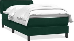 3317514 vidaXL Боксспринг легло с матрак, тъмнозелено, 90x210 см, кадифе