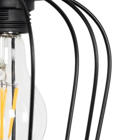 Ръстичен висящ аплик черен с дърво 4-светлина - Stronk