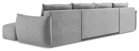 Светлосив сгъваем ъглов диван (U форма) Leila – Makamii