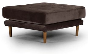 Табуретка Midcentury в тъмнокафяво кадифе, 80/80/37 см