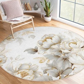 Светлосиво-бежов кръгъл килим подходящ за пране ø 120 cm Soft and Gentle – Mila Home