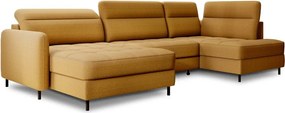 Жълт кадифен разтегателен ъглов диван с място за съхранение (десен ъгъл U форма) Berrto – ELTAP