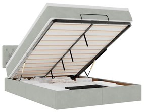 3312698 vidaXL Османска легло с матрак и LED, светлосиво, 140x200 см, кадифе