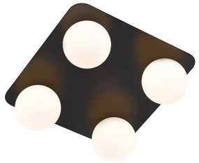 Модерна таванна лампа за баня черна квадратна 4-светлина - Cederic