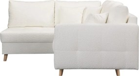 Бял ъглов диван от плат букле (ляв ъгъл) Ariella - Ropez