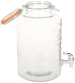 Диспенсър за вода XXL, с кран, прозрачен, 8 л, стъкло