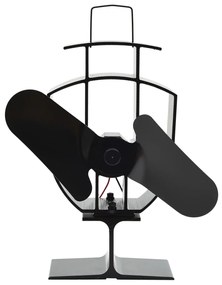 51235 vidaXL Вентилатор за печка за топъл въздух, 2 перки, черен