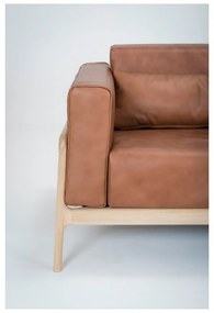 Диван от коняк кафява биволска кожа с масивна дъбова конструкция , 210 см Fawn - Gazzda