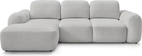 Светлосив сгъваем/с място за съхранение ъглов диван от прежда с примки от букле (ляв ъгъл) Montaigne – Bobochic Paris