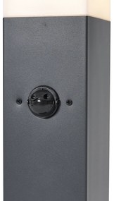 Външна лампа тъмно сива с опалово стъкло 45 см IP44 с контакт и сензор за движение - Malios