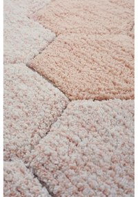 Светлорозов ръчно изработен памучен кръгъл килим подходящ за пране ø 140 cm Honeycomb Rose – Lorena Canals