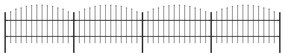 Sonata Градинска ограда с пики, стомана, (0,75-1)x6,8 м, черна