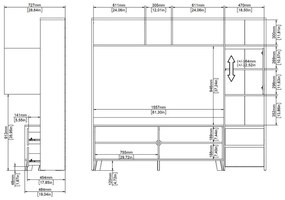 TV комплект от дъбов декор в бял и естествен цвят 209x183x48 cm Next – Tvilum