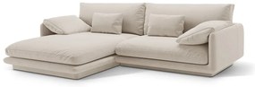 Бял кадифен ъглов диван (ляв ъгъл) Torino – Micadoni
