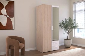 Гардероб Dorm 2-врати с огледало-Сонома - бял