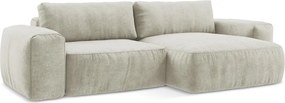 Бежов шенилов сгъваем ъглов диван (десен ъгъл) Kuki – Makamii